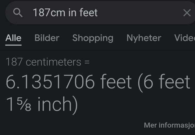 1.87 cm in feet