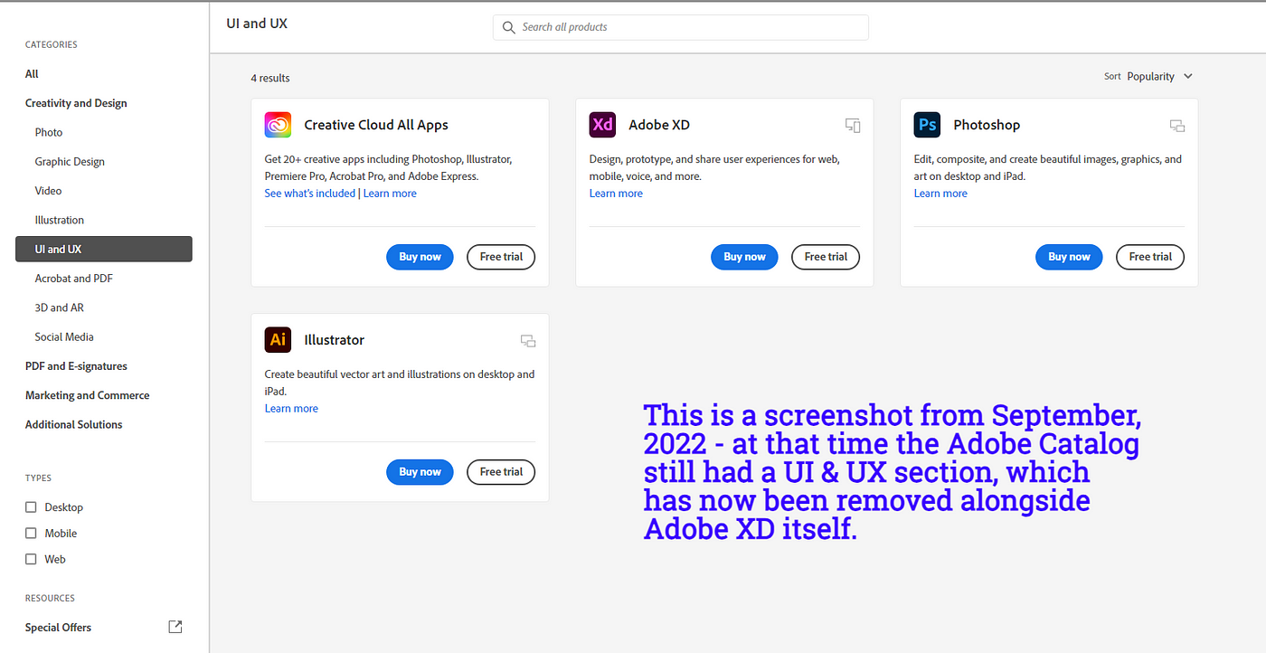 adobe xd discontinued