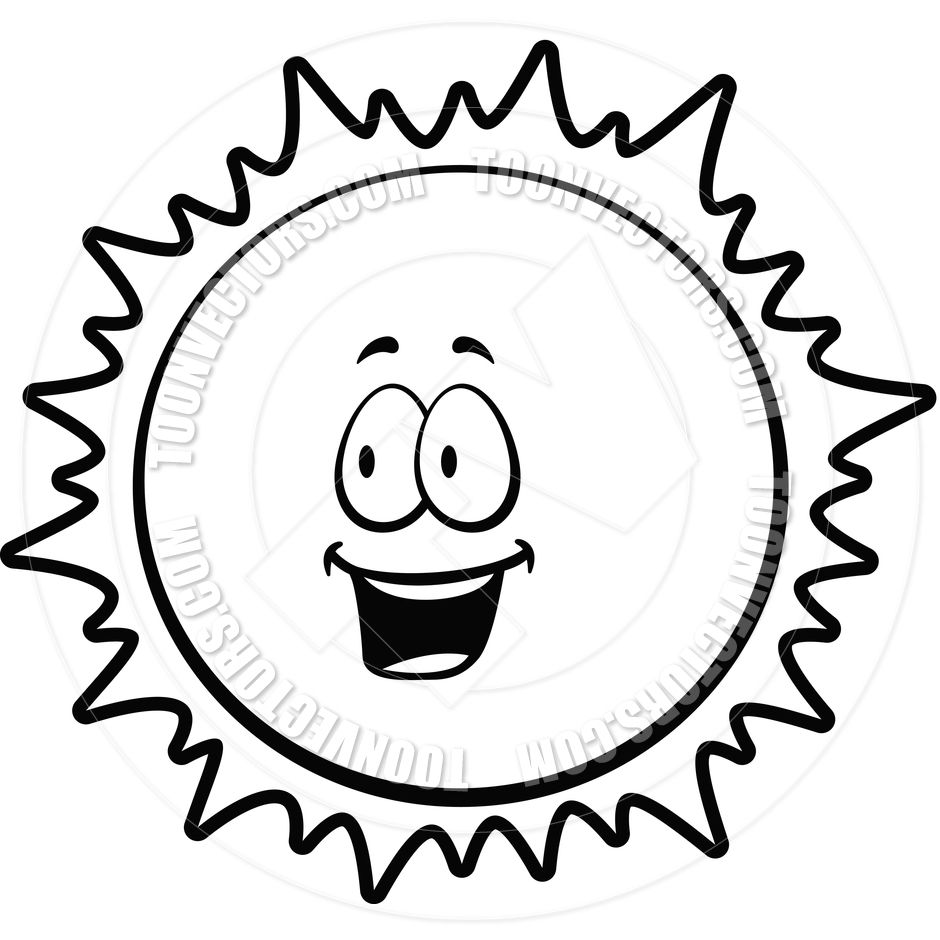 cute sun clipart black and white