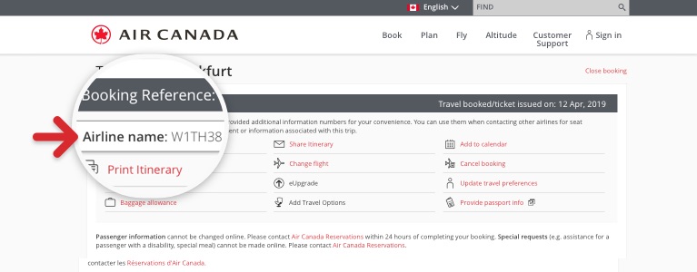 air canada bookings