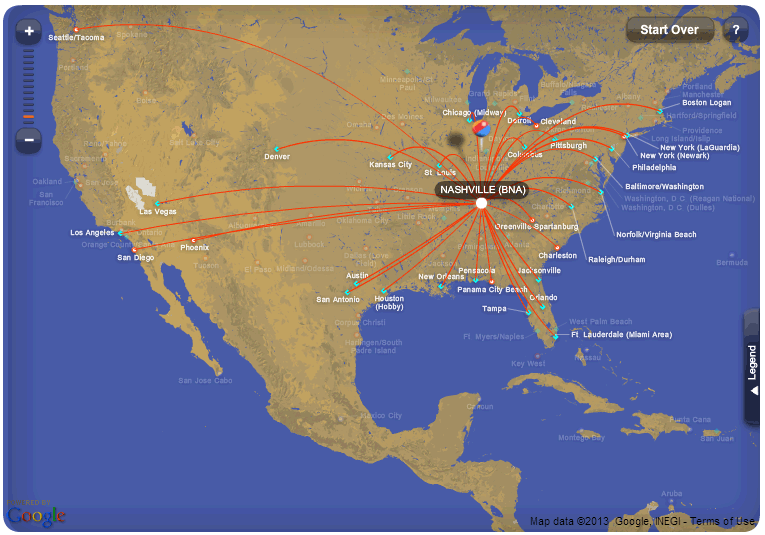 airline flights to nashville tn