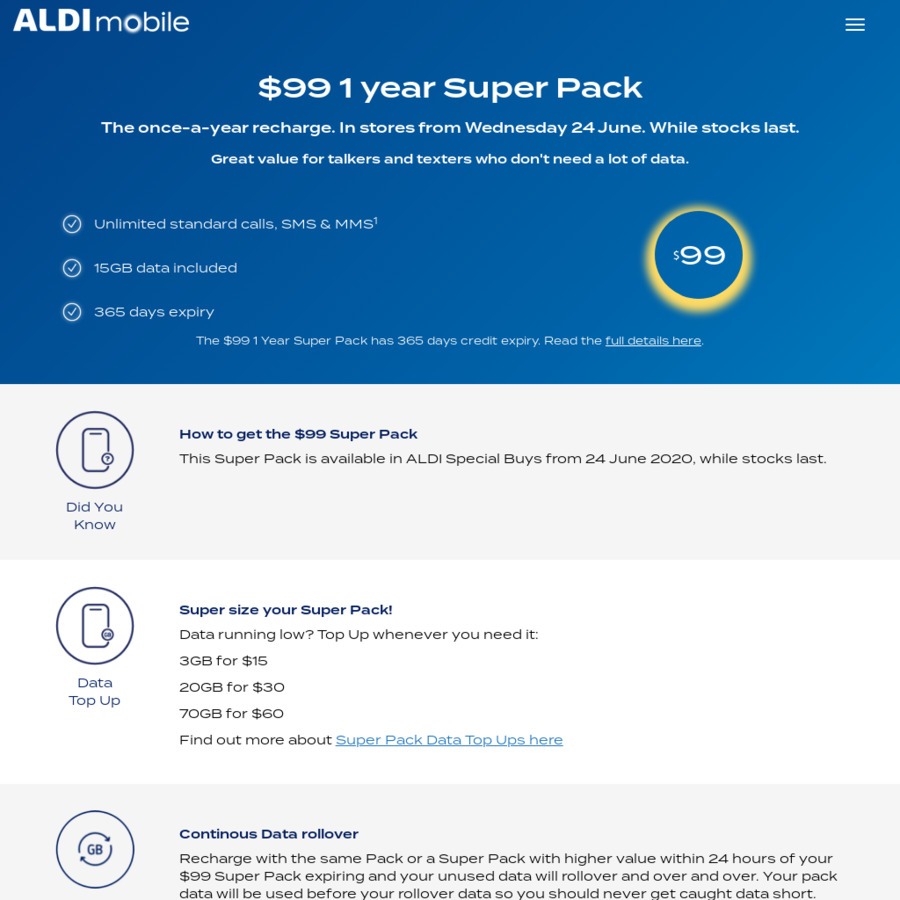 aldi mobile $99 12 month plan