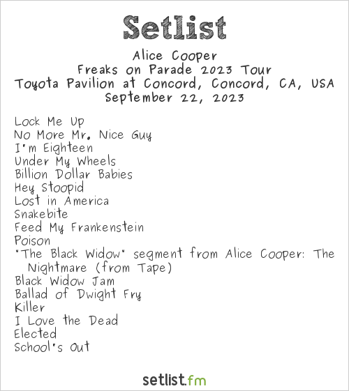 alice cooper setlist september 2022