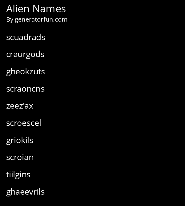 alien species name generator