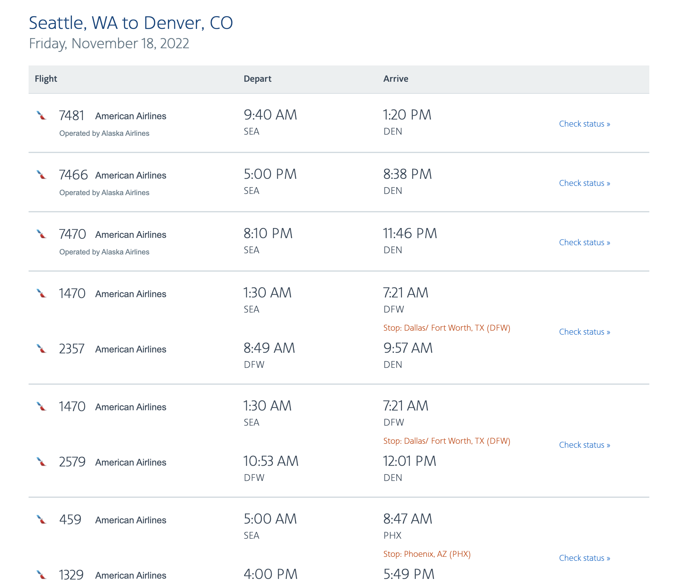 american airlines flight status tracker