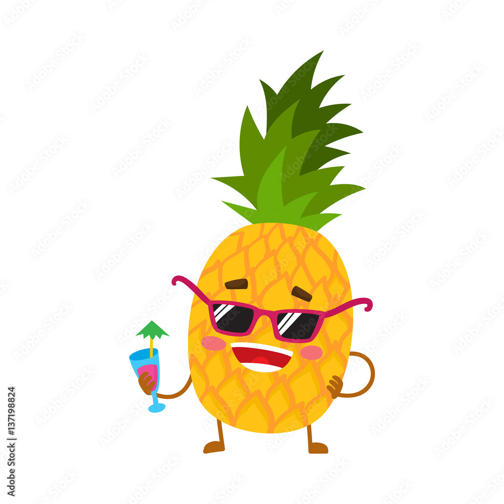 animated pineapple with sunglasses