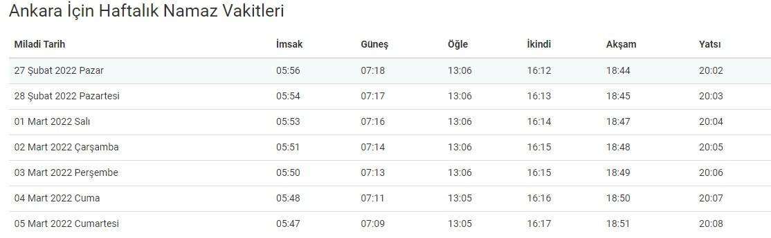 ankara akşam ezanı