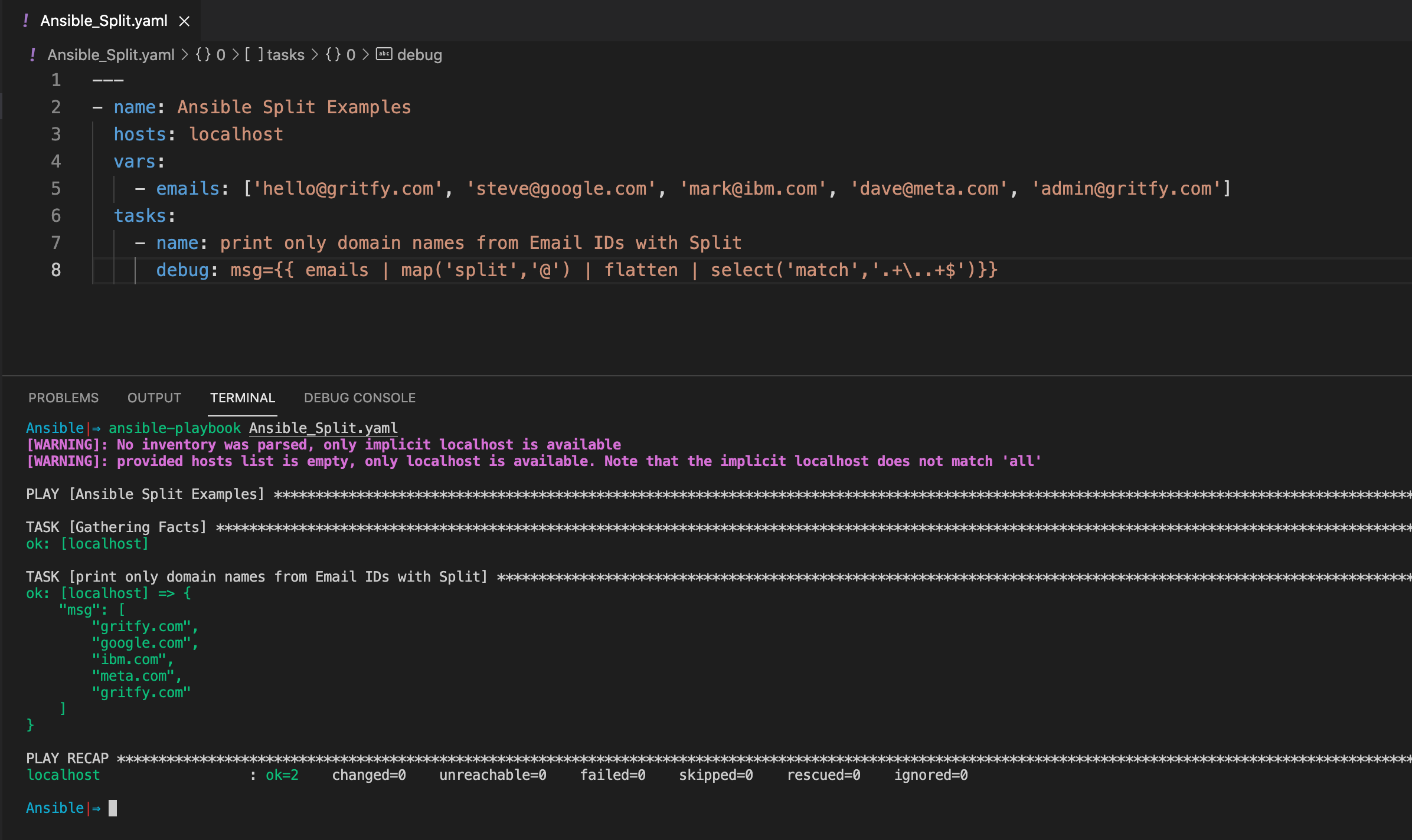 ansible when string in list