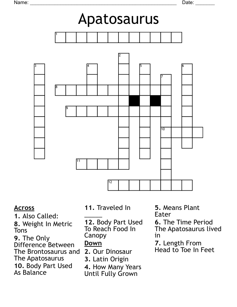 apatosaurus crossword