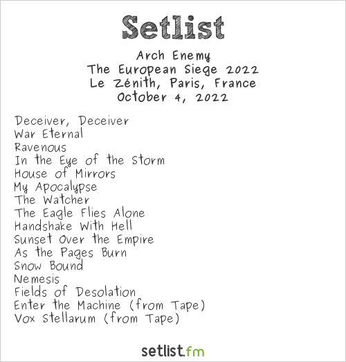 arch enemy setlist