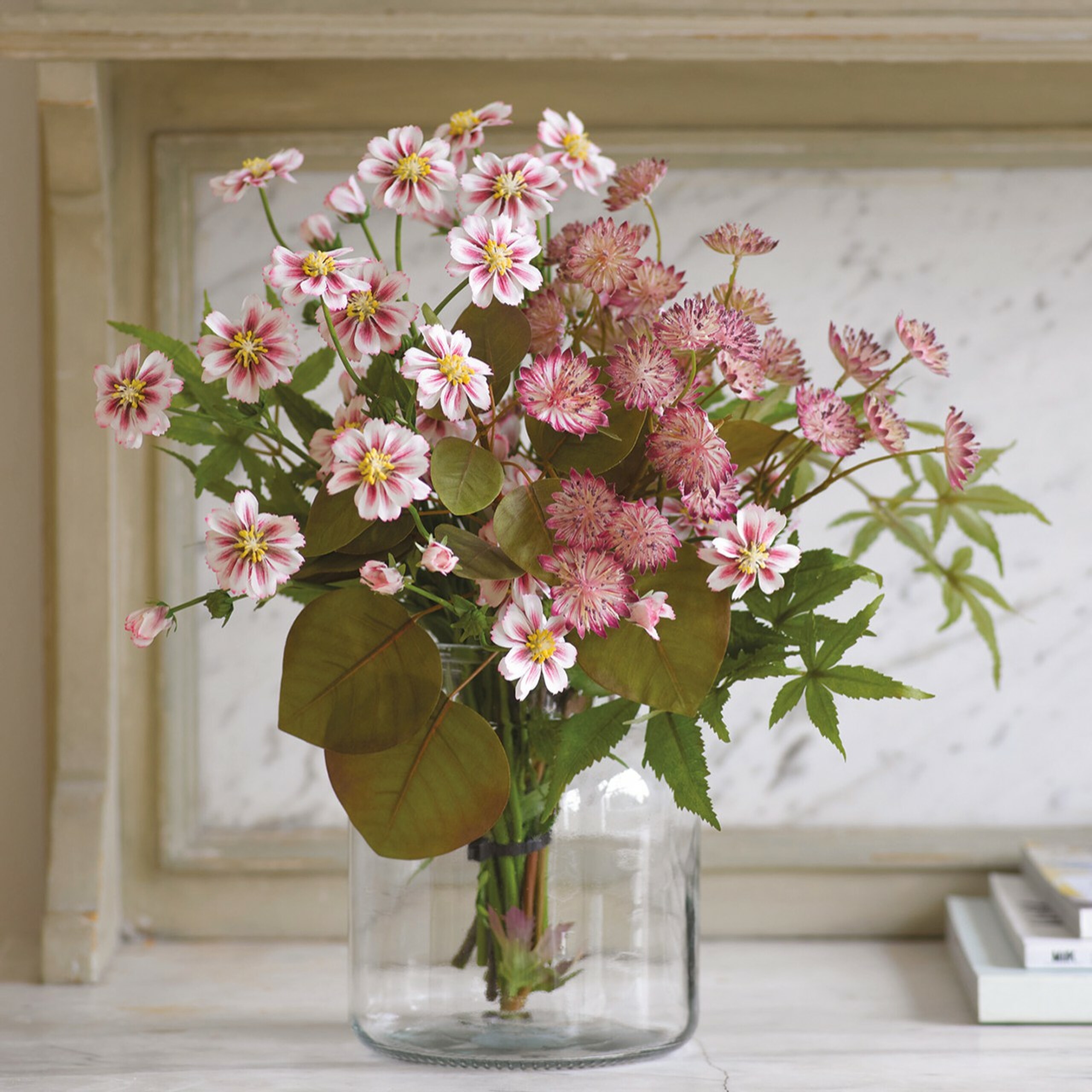 artificial flowers in large vase