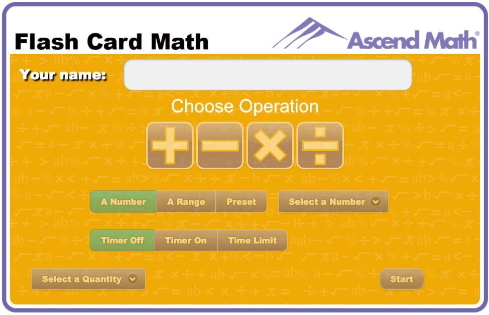 ascend math flash cards