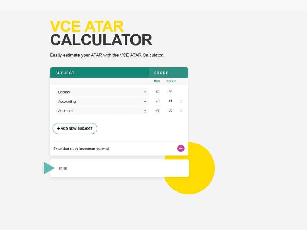 atar vce calculator