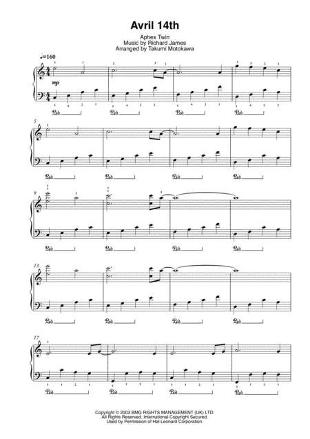 avril 14th sheet music