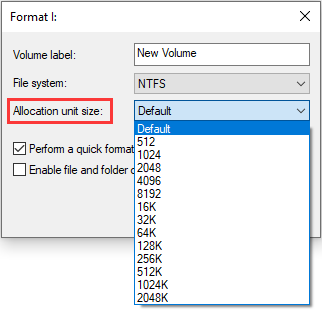 exfat allocation unit size