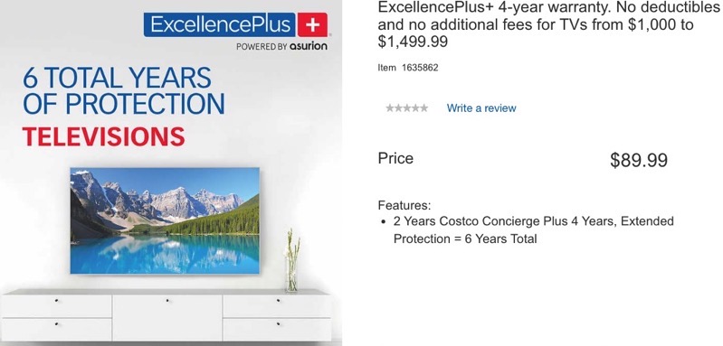 costco extended warranty tv