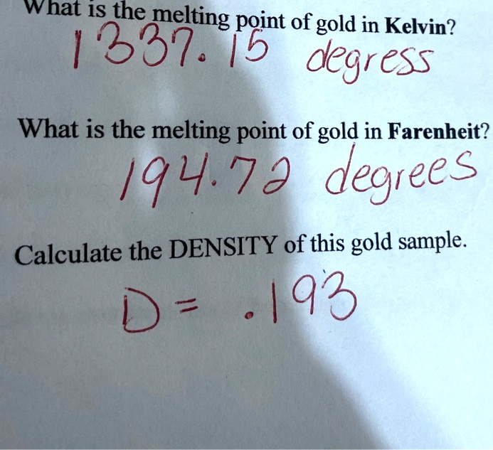 melting point of gold in kelvin