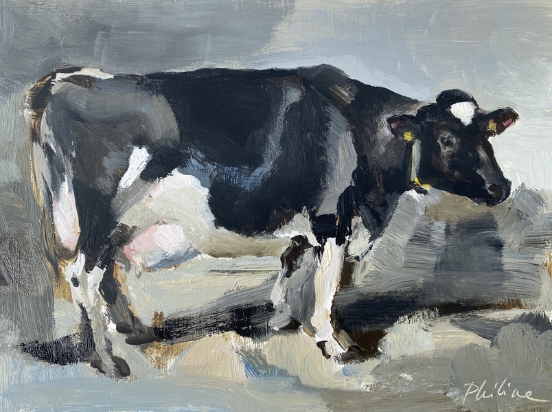 cow painting black and white