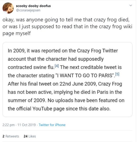 crazy frog died