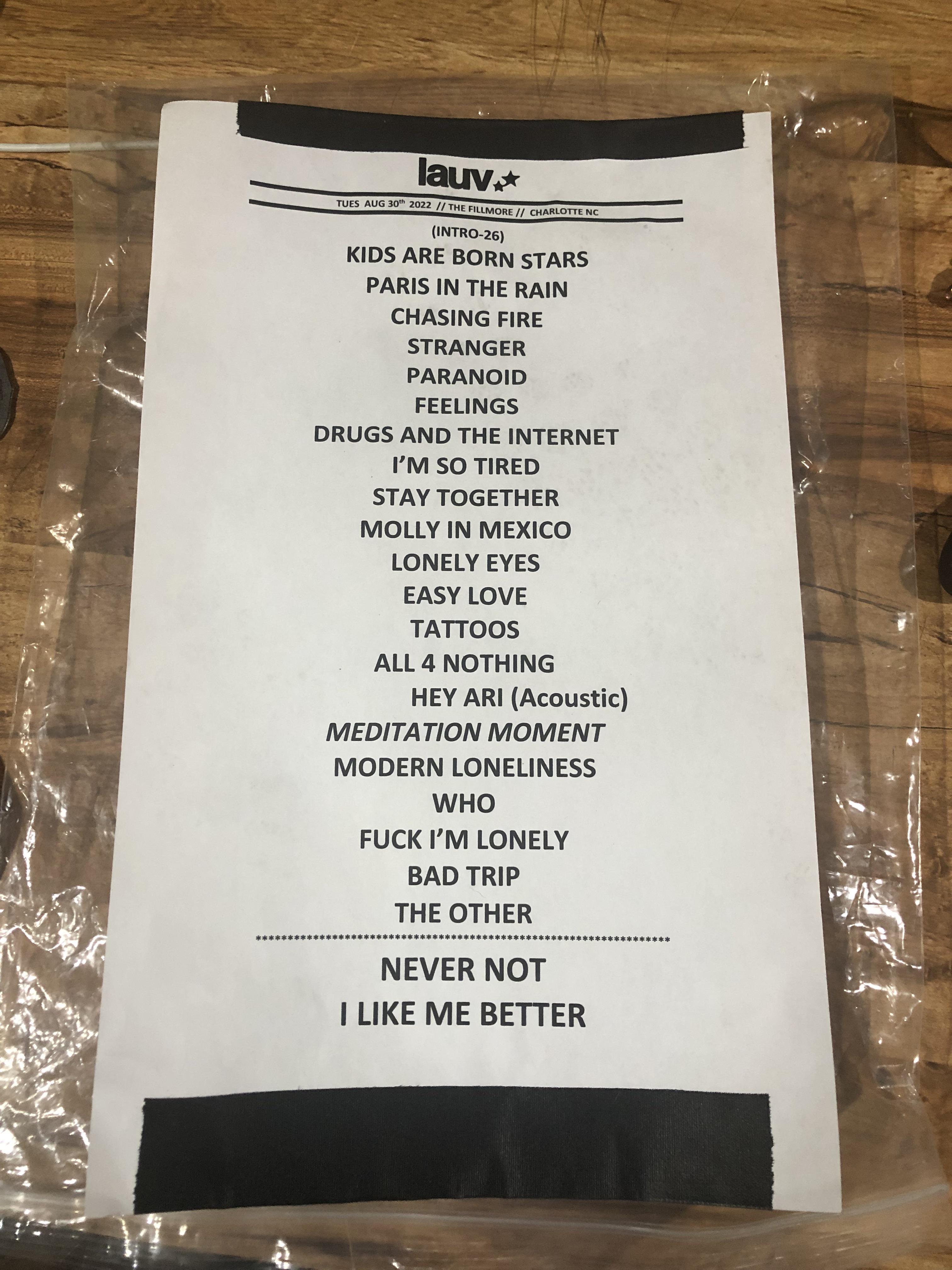 lauv setlist