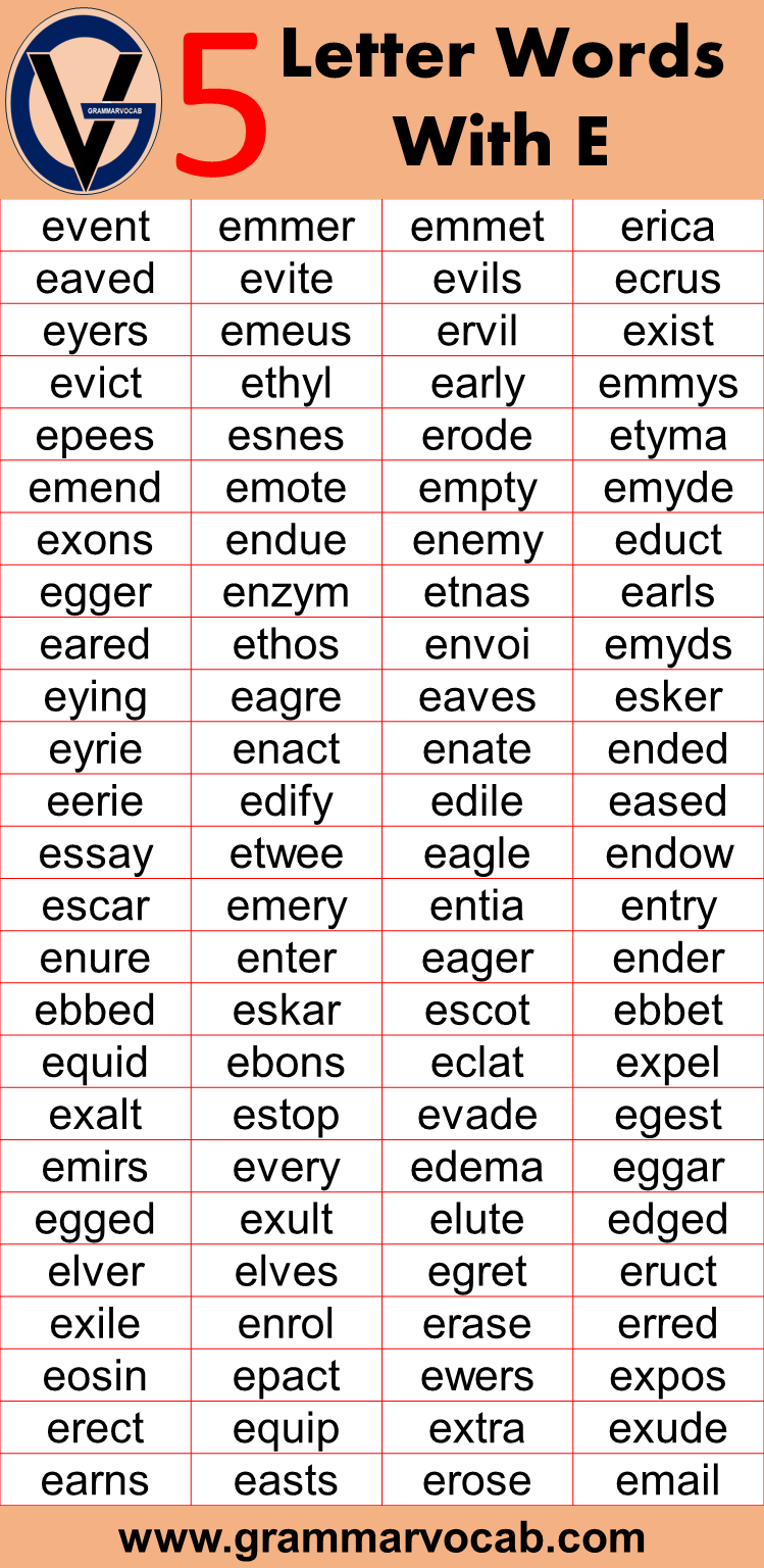 five letter words starting with e