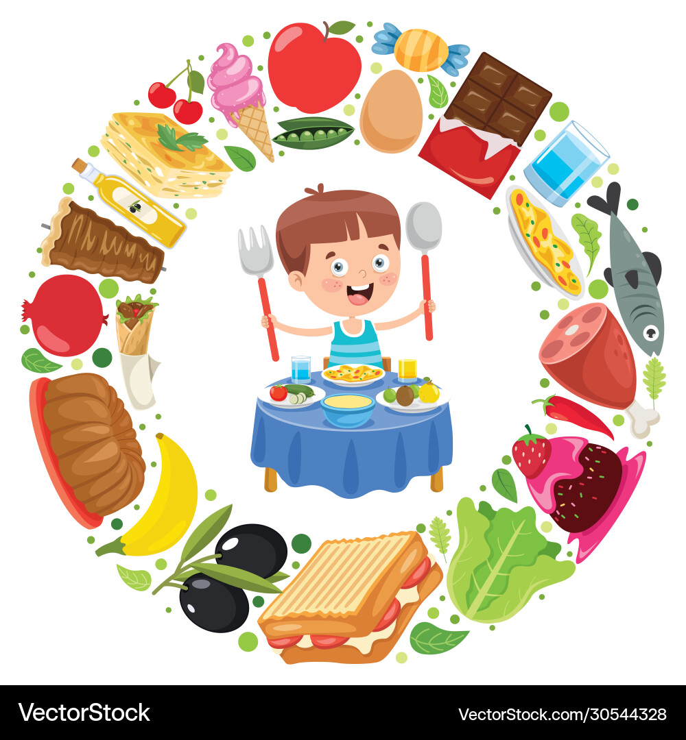 children eating food clipart