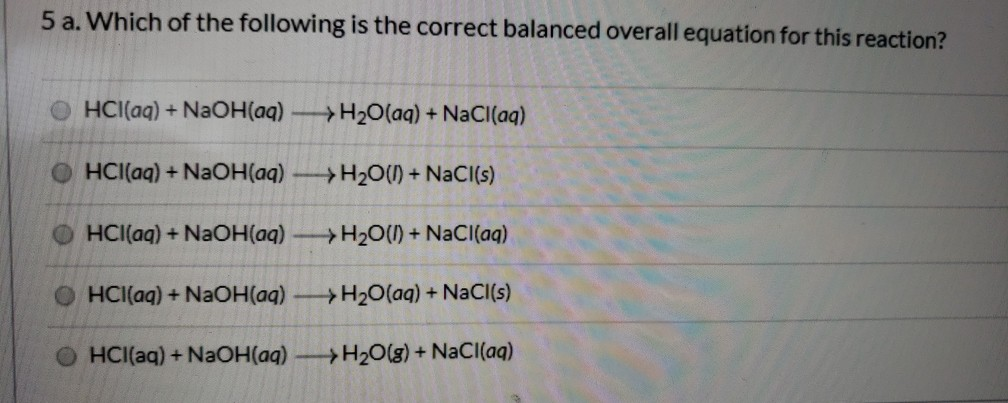 balanced equation for hydrochloric acid and sodium hydroxide