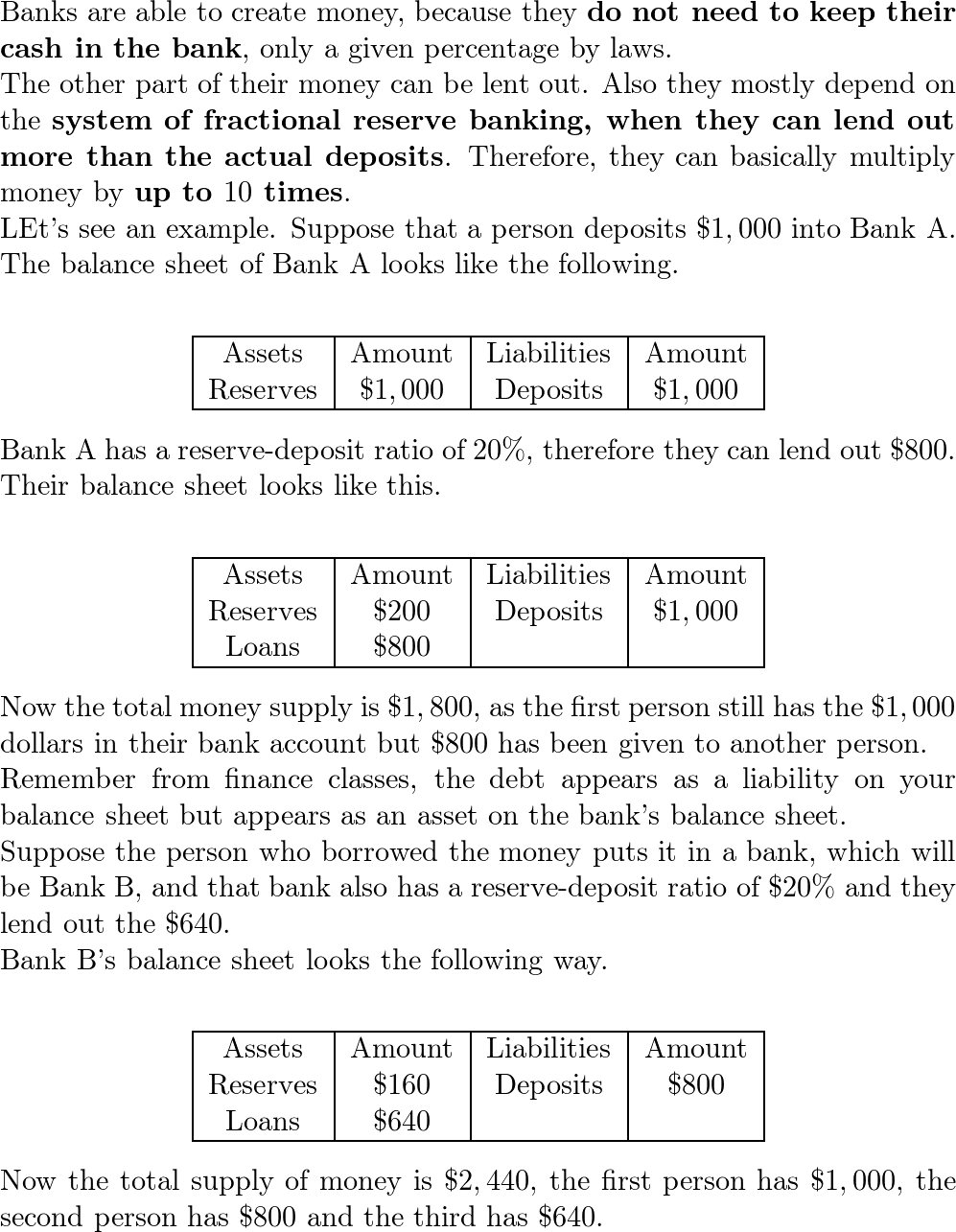 banks create money by quizlet