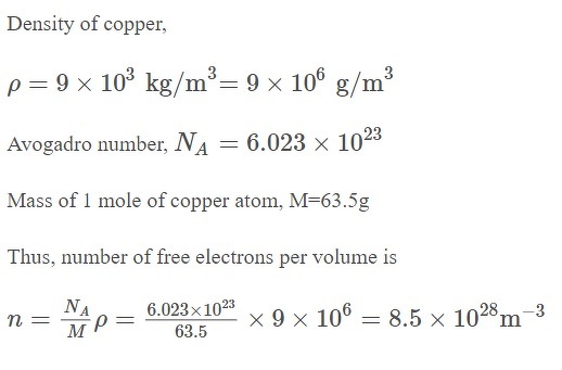 density of copper kg m3