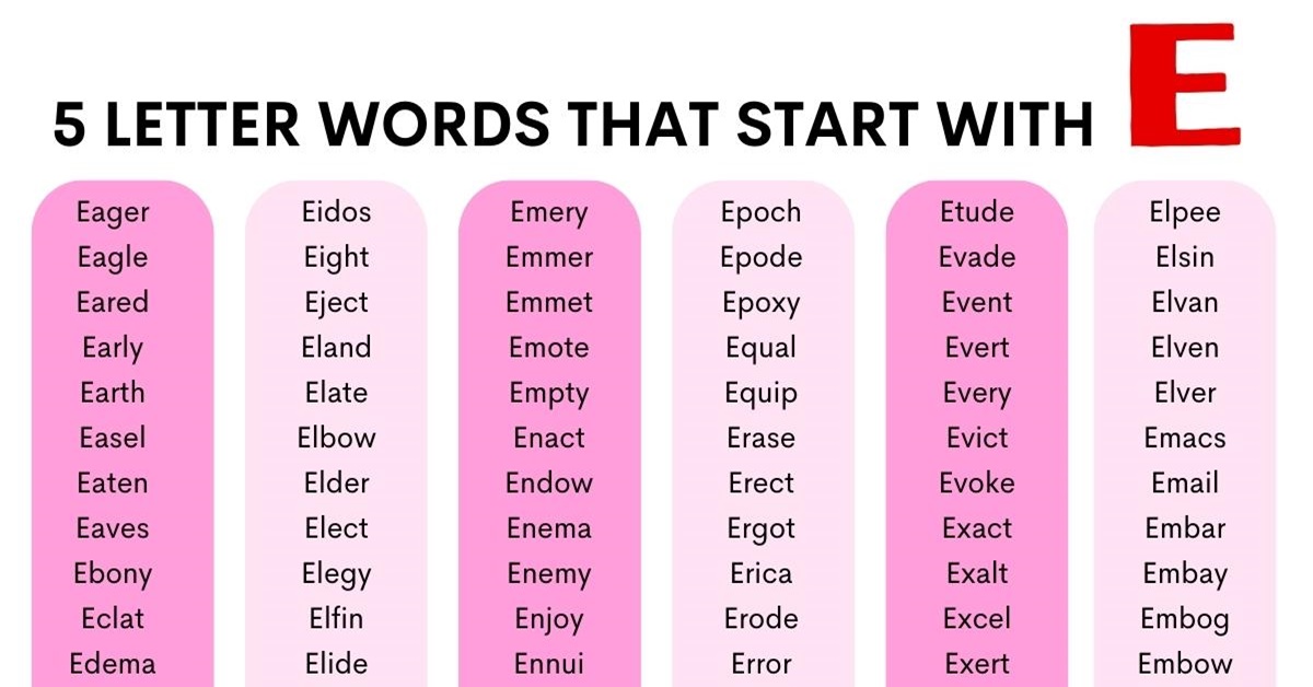 5 letter words that start with e