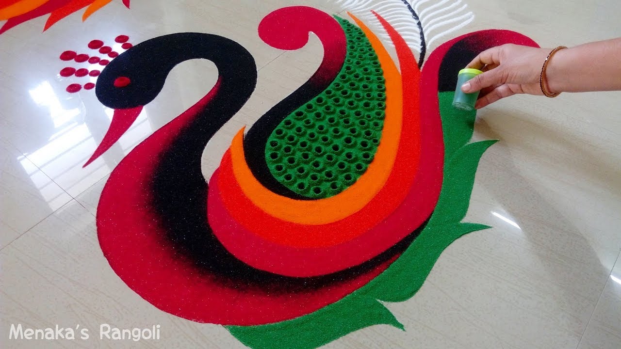 beautiful peacock rangoli designs for diwali