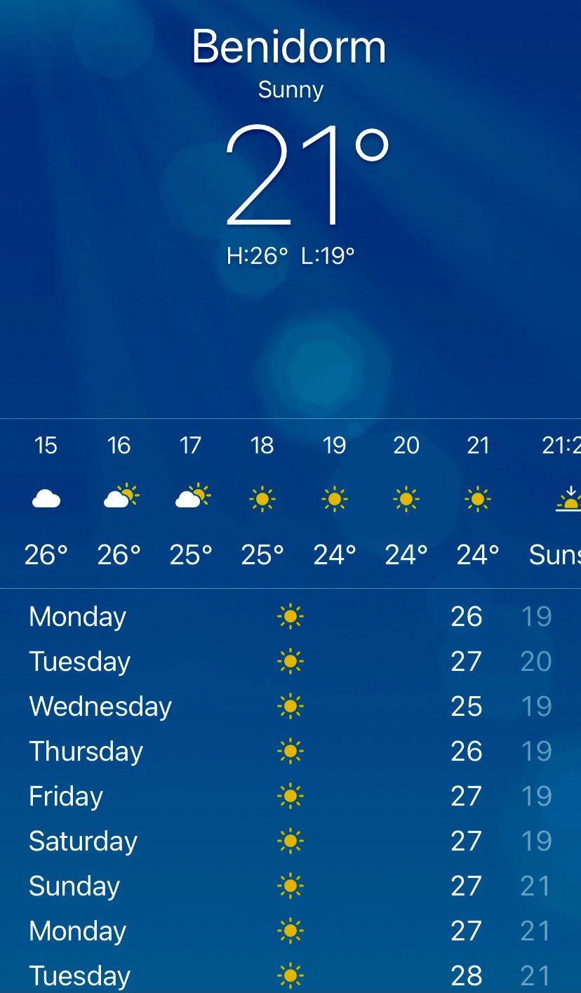 benidorm weather forecast 21 days