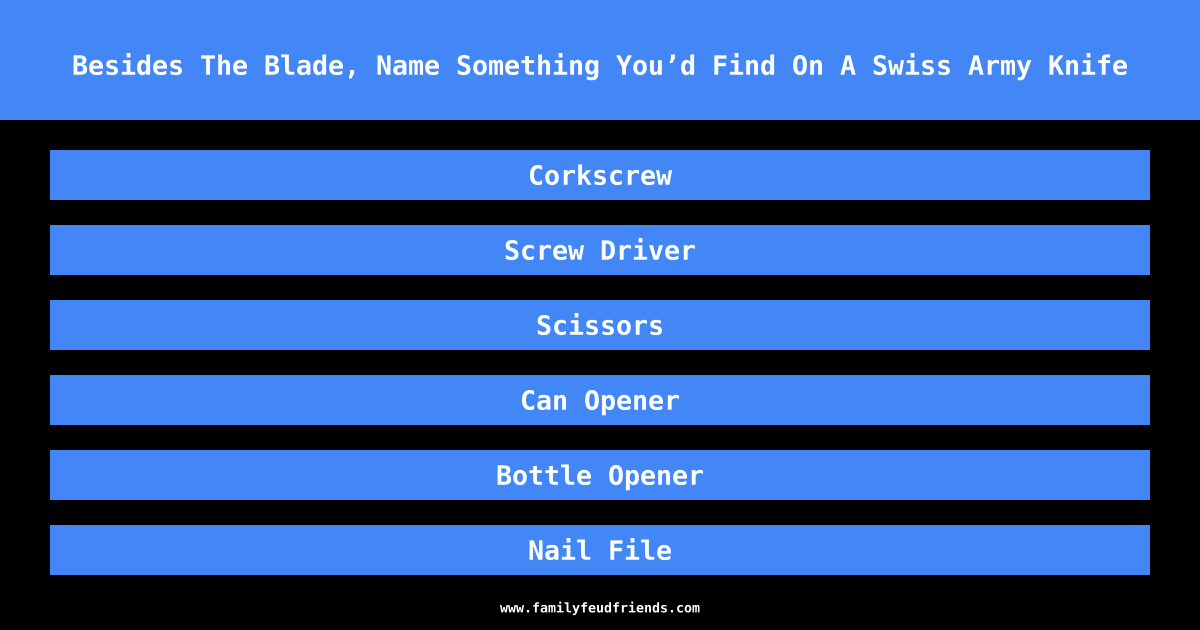 besides the knife name something on a swiss army knife