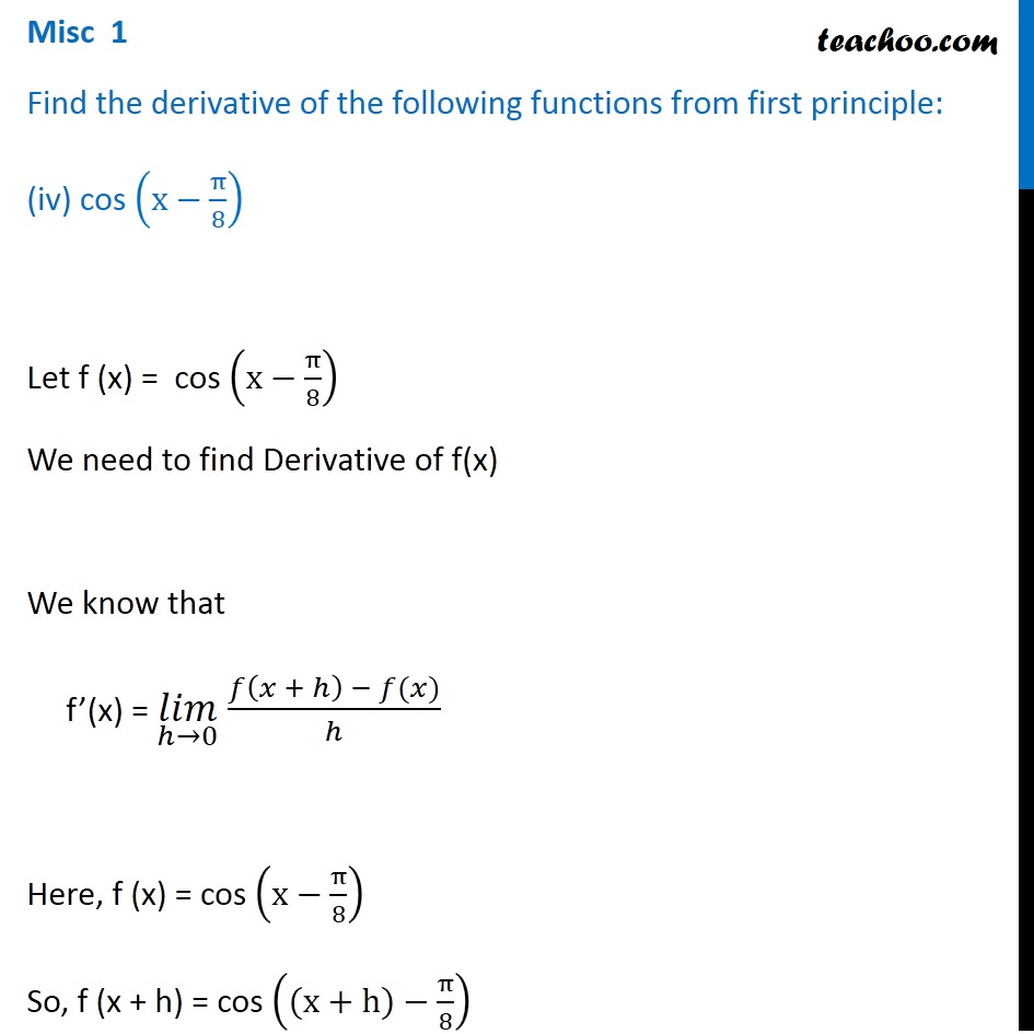 find the derivative of sinx from first principle