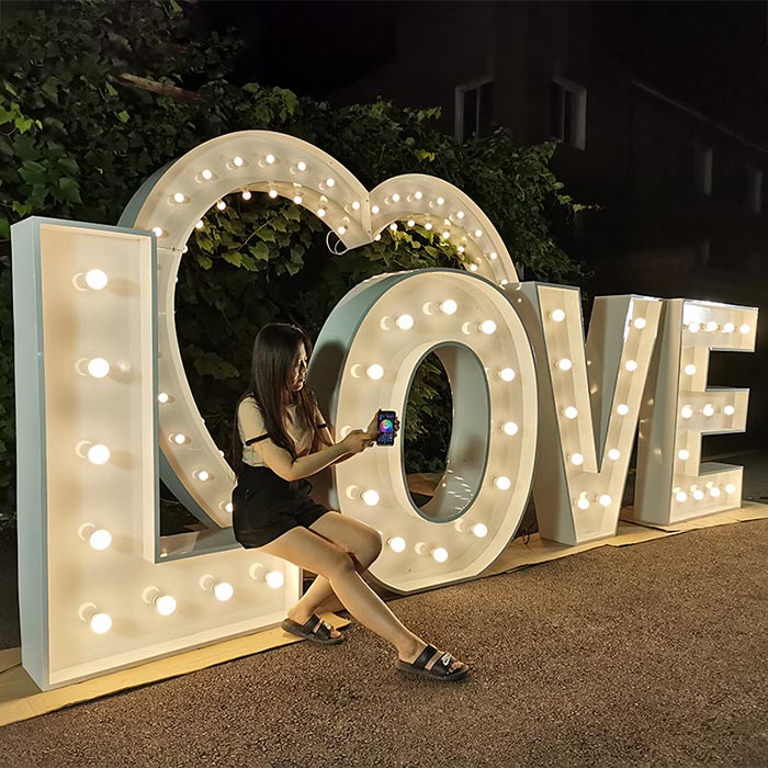 big letters with lights