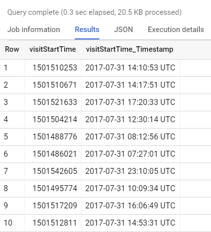 bigquery current timestamp timezone