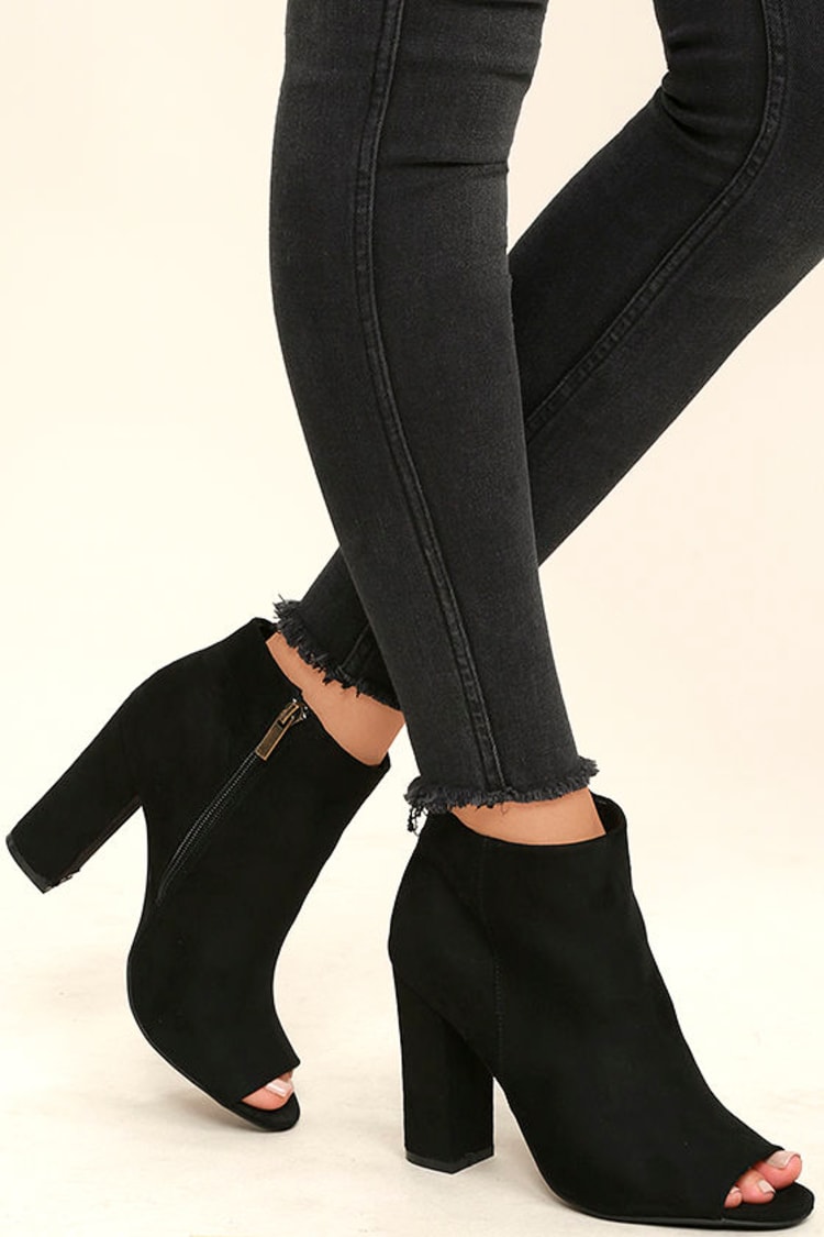 black peep toe ankle boots