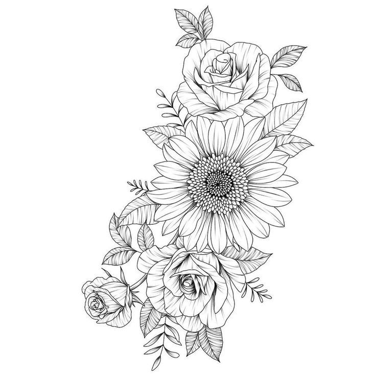 black white flower tattoo designs