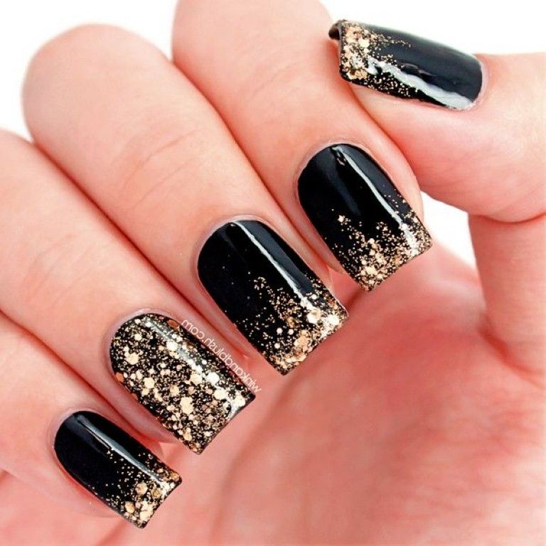 black with gold nails