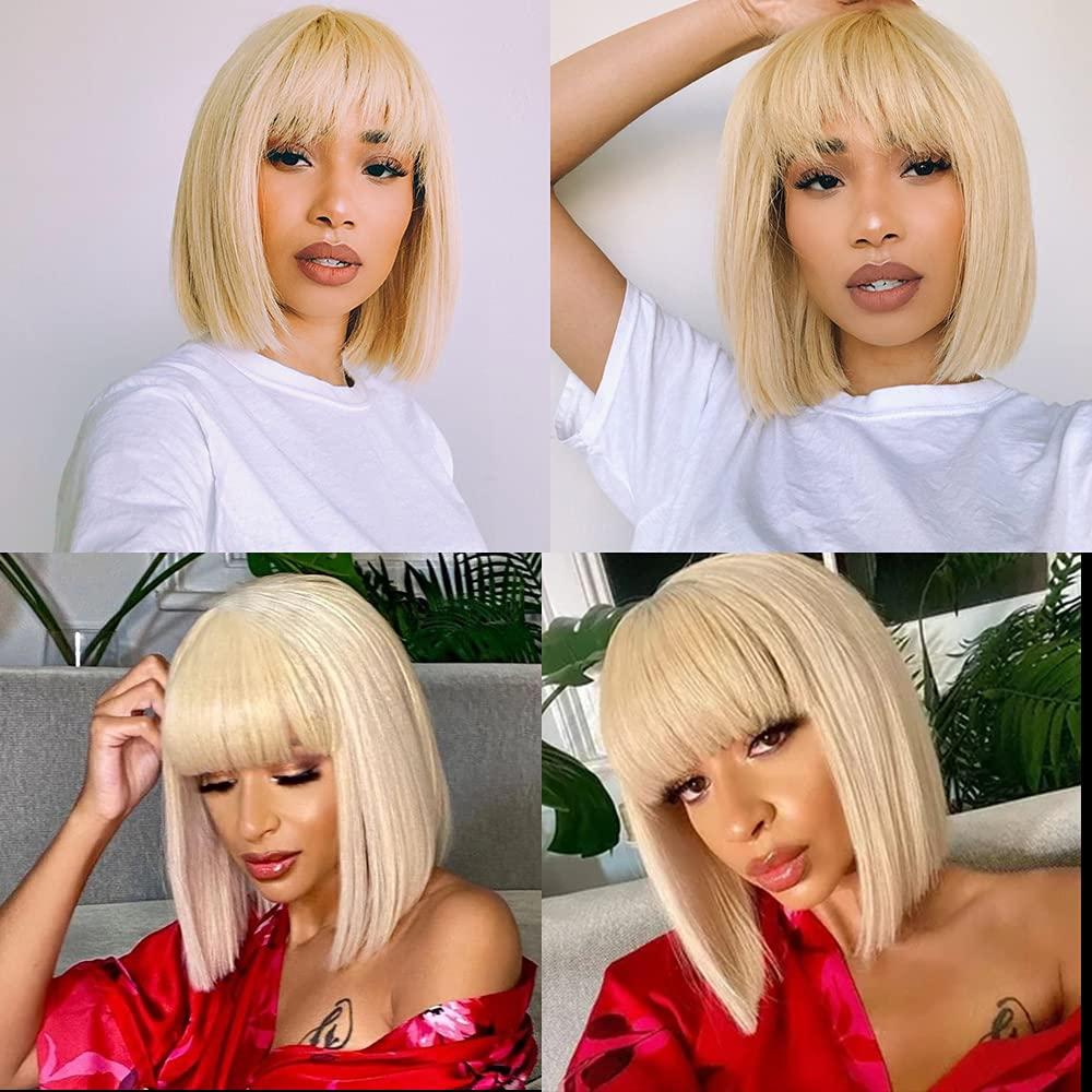 blonde hair wigs with bangs