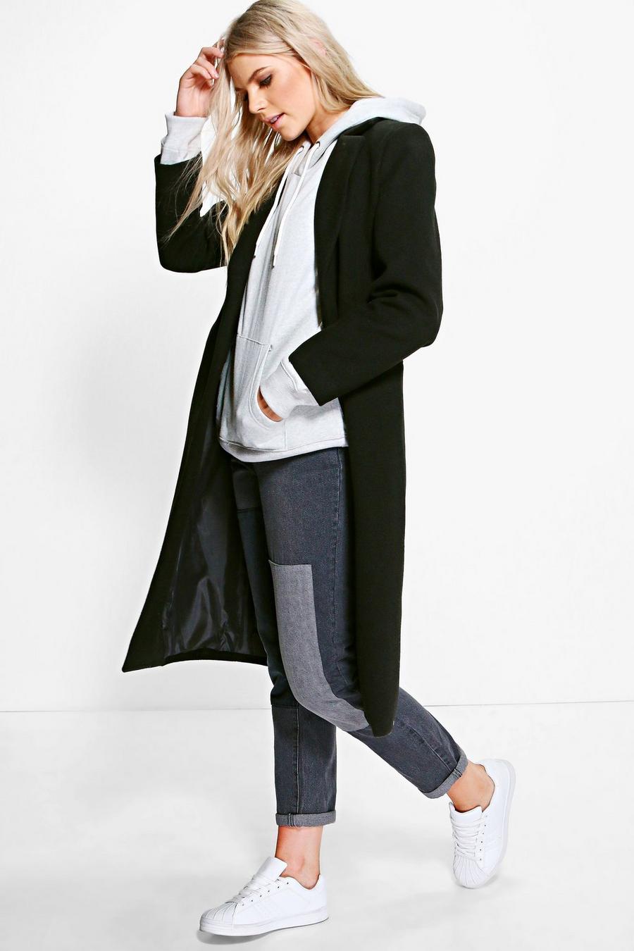 boohoo coat black