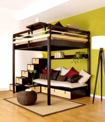 bunk bed with sofa bed and desk