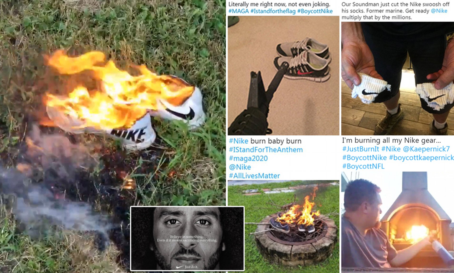 burning nike shoes