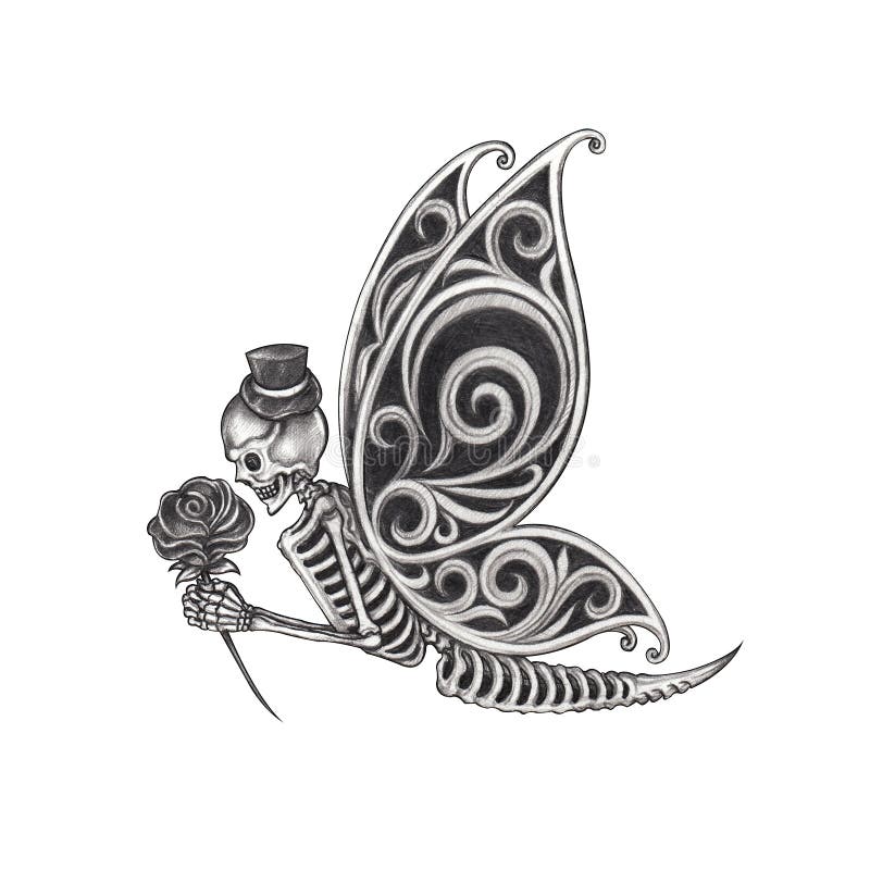 butterfly with skull tattoo