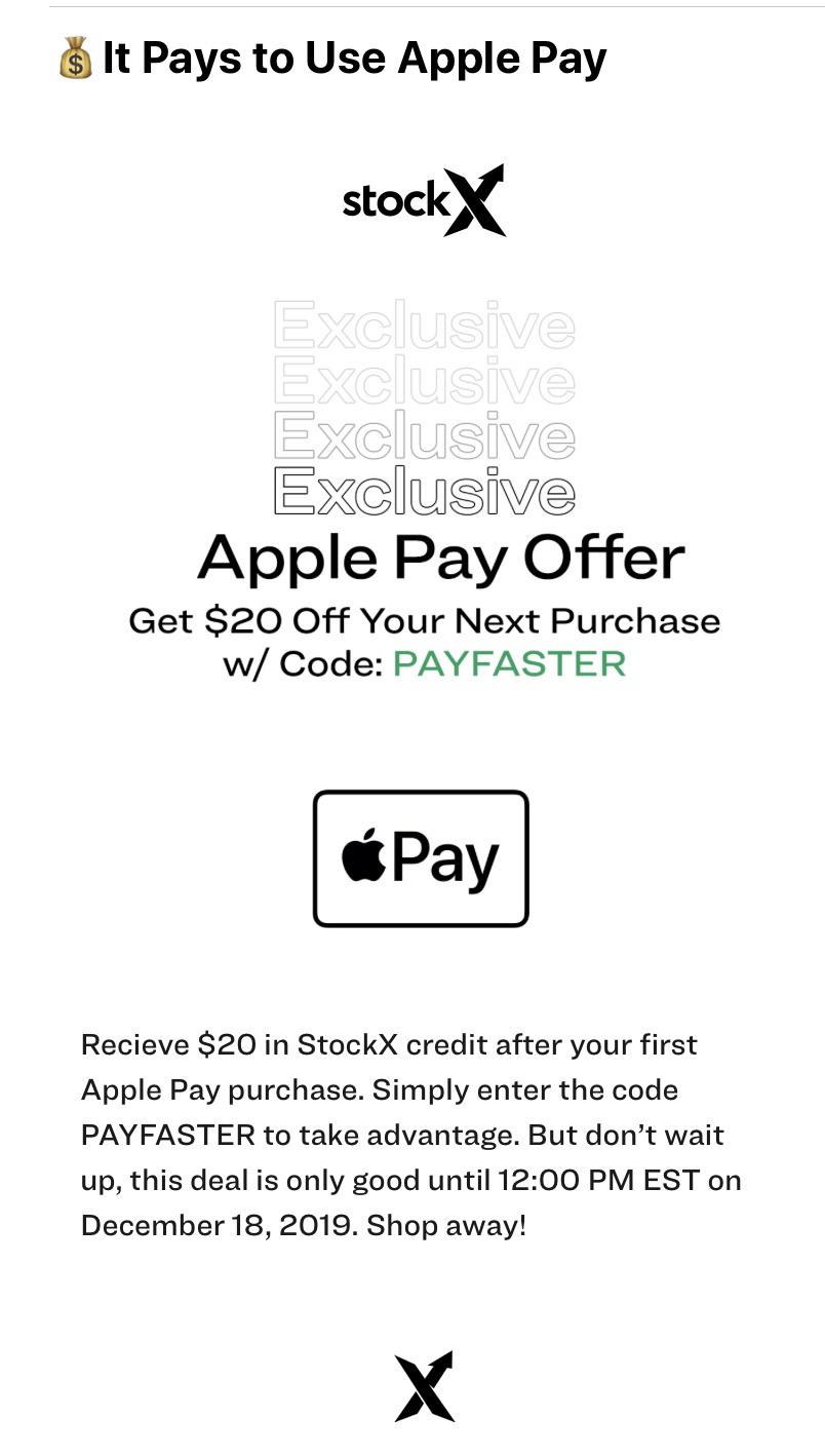 does stockx take apple pay