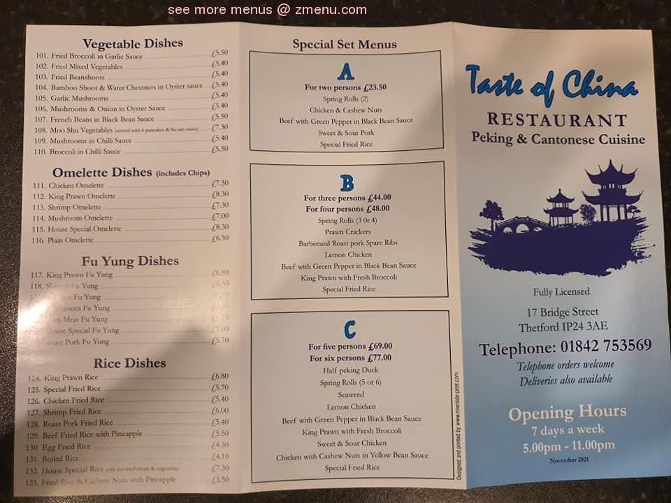 taste of china thetford