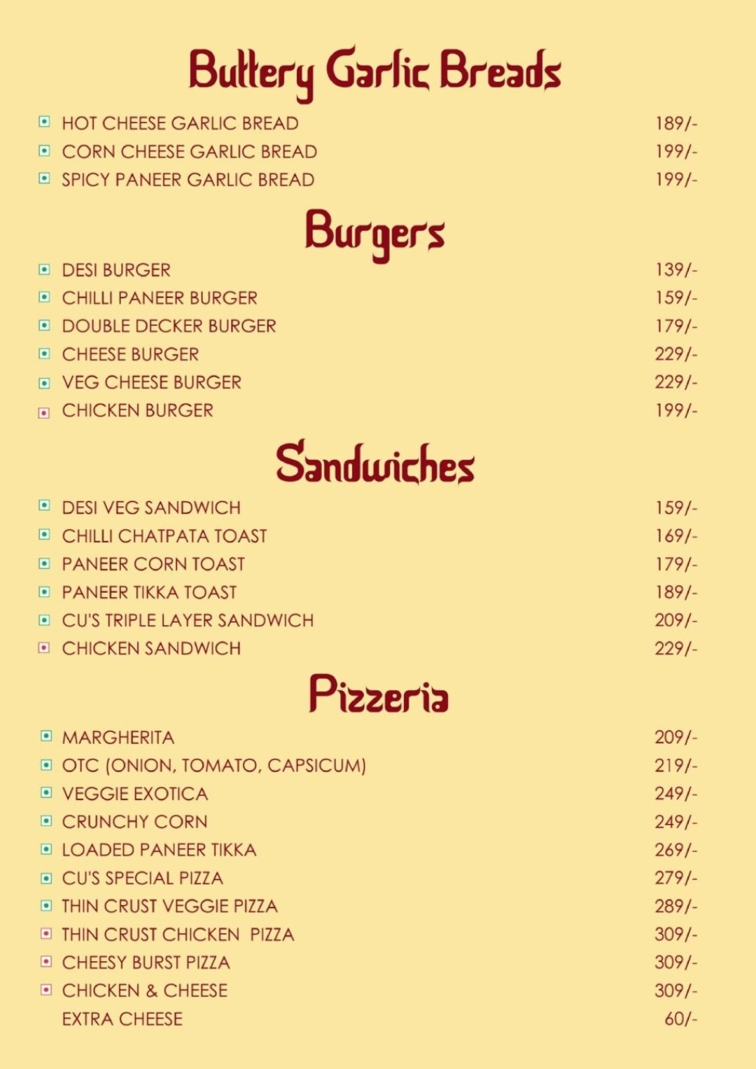 cafe unplugged menu