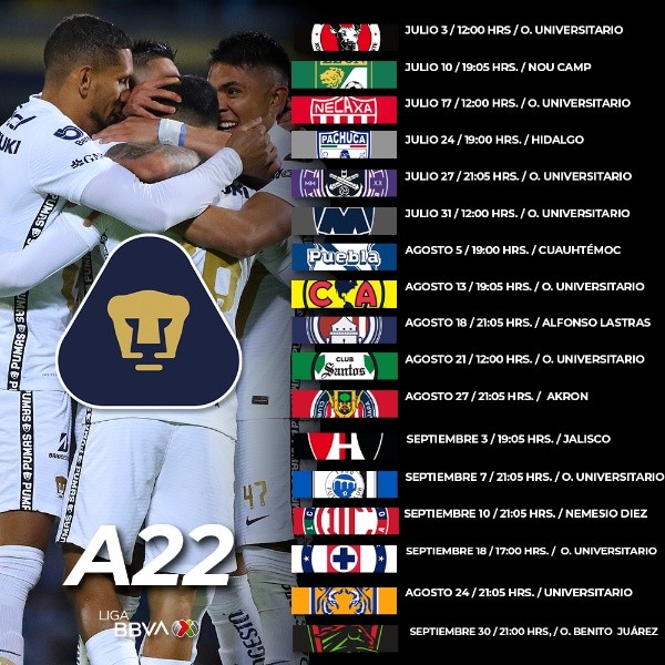 calendario pumas clausura 2019