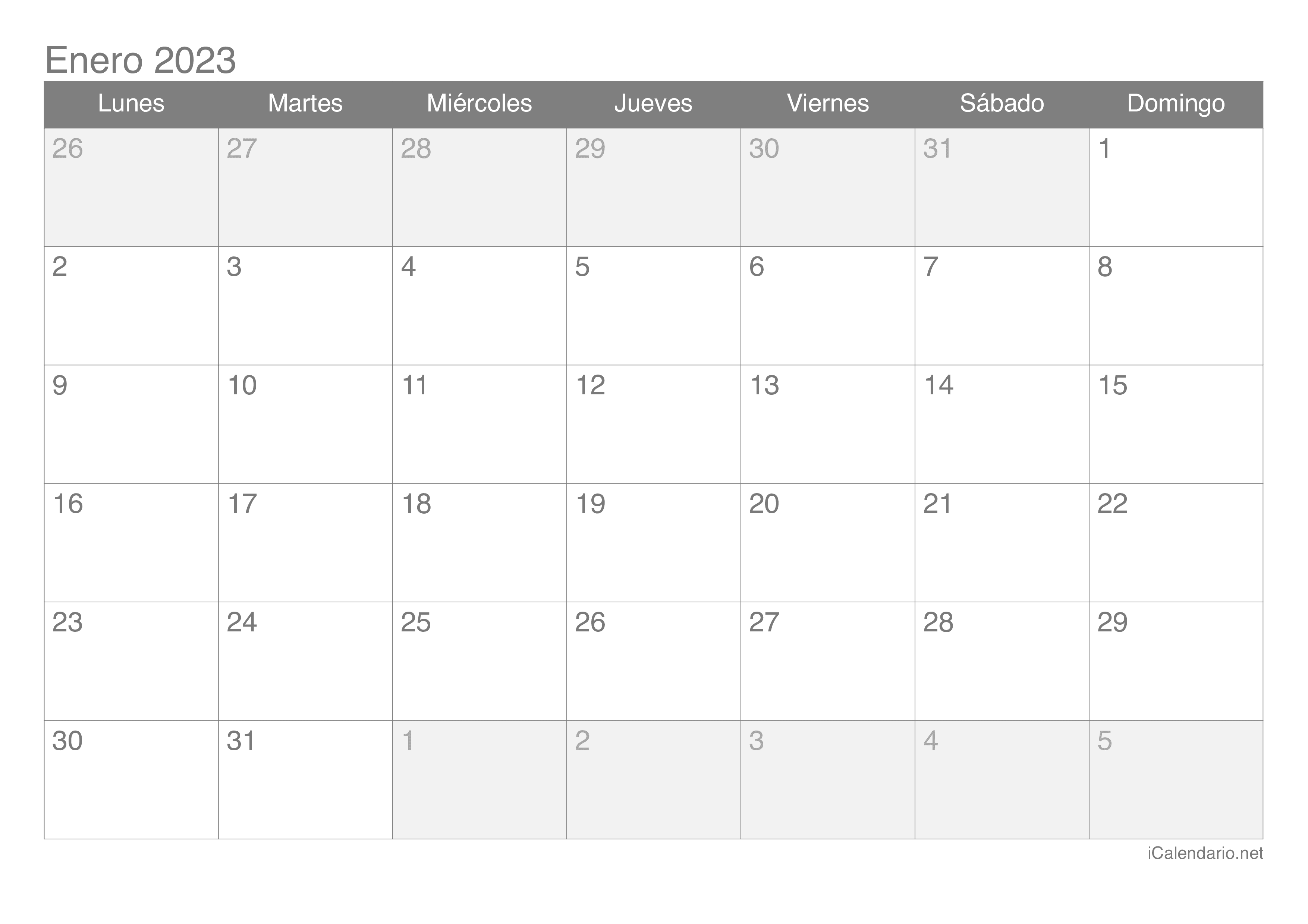 calendarios mensuales 2023 para imprimir gratis