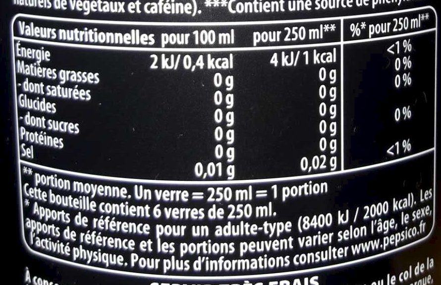 calories in pepsi max